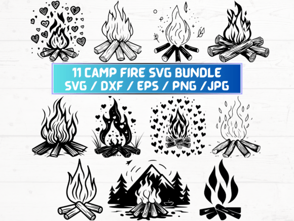 Camp Fire Silhouette: A Versatile Digital Asset for Creative Projects