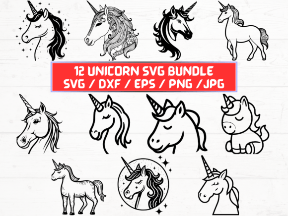 Unicorn SVG, DXF, EPS, JPG, PNG Files – A Digital Product for Creative Use